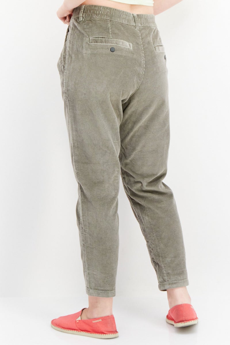 ESPRIT Women Regular Fit  Riped  Chino Pant,  Olive - Image 4