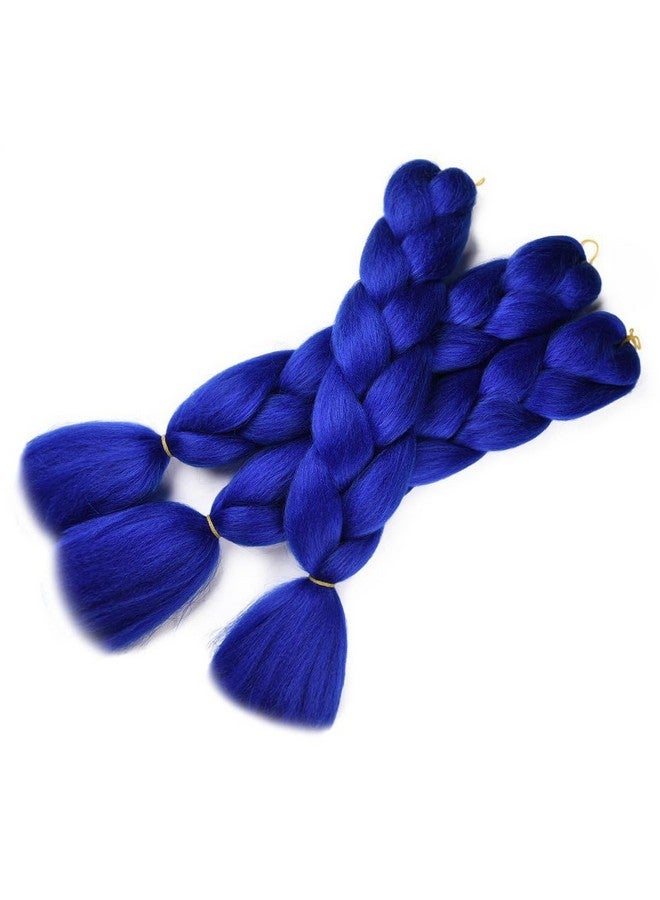 SuCoo Jumbo Braiding Hair Extension Synthetic Kanekalon High Temperature Fiber Crochet Twist Braids Hair With Small Free Gifts 24Inch 3Pcs/Lot£¨Royal Blue) - Image 4