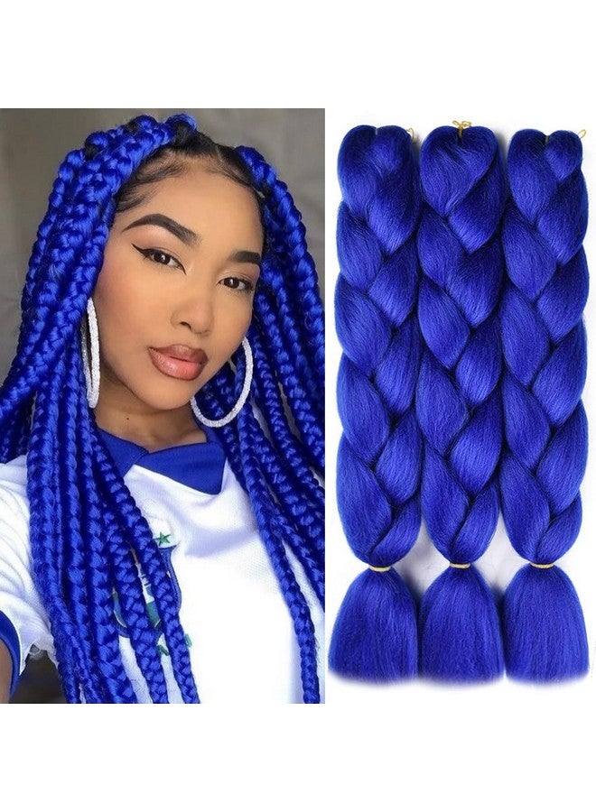 SuCoo Jumbo Braiding Hair Extension Synthetic Kanekalon High Temperature Fiber Crochet Twist Braids Hair With Small Free Gifts 24Inch 3Pcs/Lot£¨Royal Blue) - Image 1
