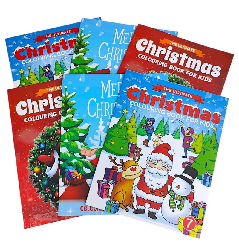 Tera13 كتاب تيرا 13 هدية عيد الميلاد للرسم للأطفال (6 قطع) تلوين إبداعي لعطلة عيد الميلاد، كتب تلوين ورسم للأطفال، كتاب نشاط وفن للأطفال، مجموعة هدايا بموضوع عيد الميلاد - Image 1