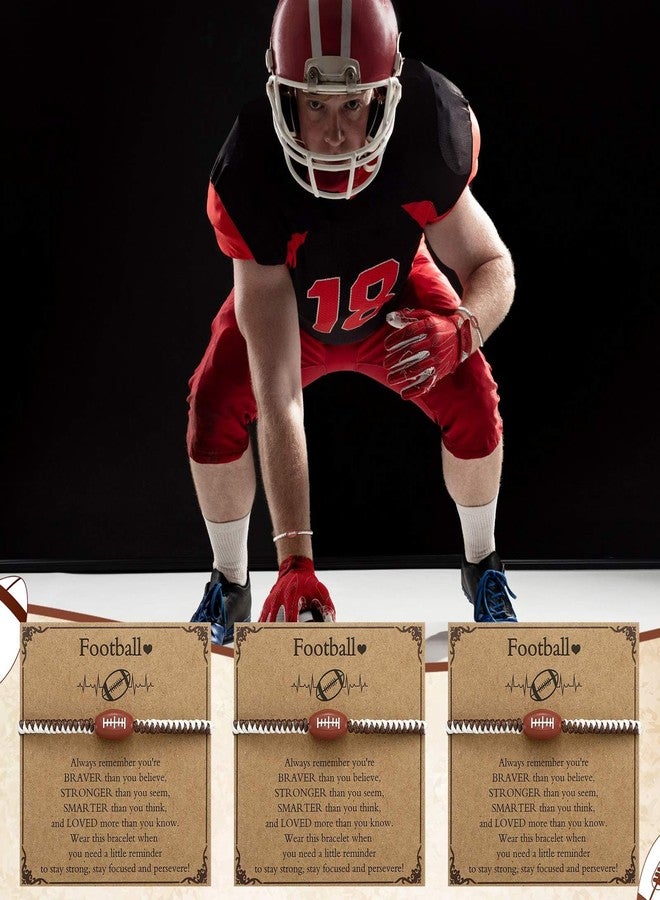 Ecation 12 Sets 12 Sets Sports Charm Bracelets Bulk with Inspirational Card for Sports Party Favor Team Group Player Gifts (Football) - Image 4