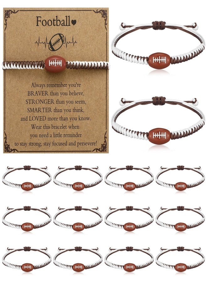 Ecation 12 Sets 12 Sets Sports Charm Bracelets Bulk with Inspirational Card for Sports Party Favor Team Group Player Gifts (Football) - Image 1