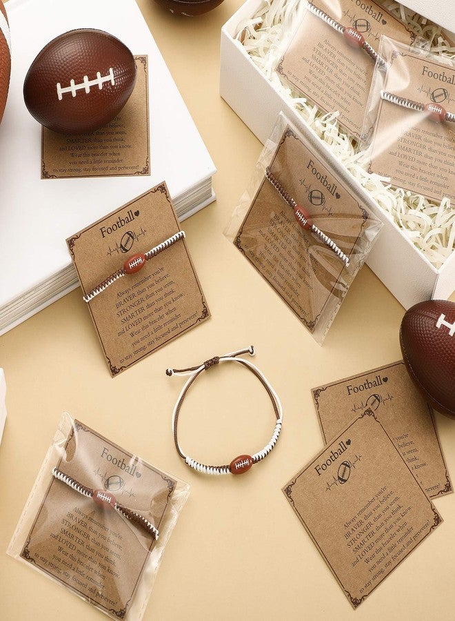 Ecation 12 Sets 12 Sets Sports Charm Bracelets Bulk with Inspirational Card for Sports Party Favor Team Group Player Gifts (Football) - Image 2