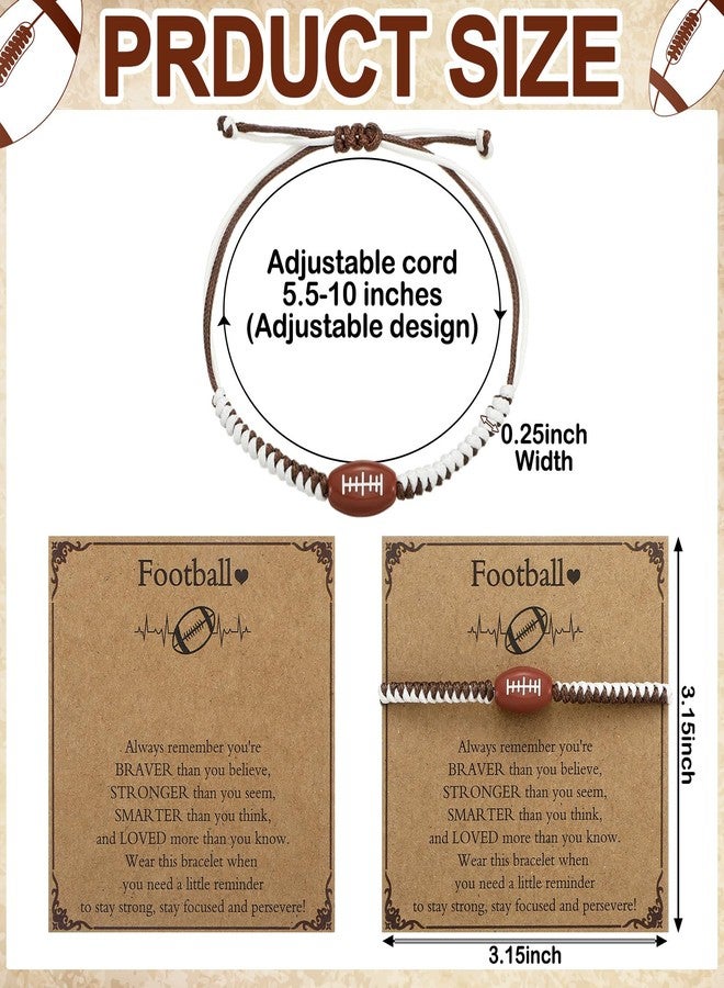 Ecation 12 Sets 12 Sets Sports Charm Bracelets Bulk with Inspirational Card for Sports Party Favor Team Group Player Gifts (Football) - Image 3
