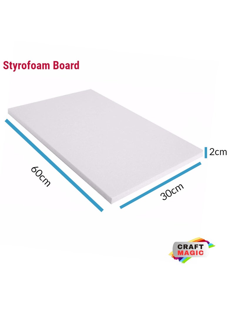 كرافت ماجيك كتل رغوة حرفية - لوح ستايروفوم مقاس 30 × 60 × 2 سم للنحت والحرف اليدوية والنمذجة والمشاريع المدرسية (1 قطعة) - Image 2