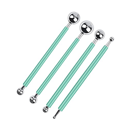 Groupcow 4 x Fondant Cake Decorating Clay Flower Sugarcraft Ball Model DIY Tool 8 Sizes (Green) - Image 1