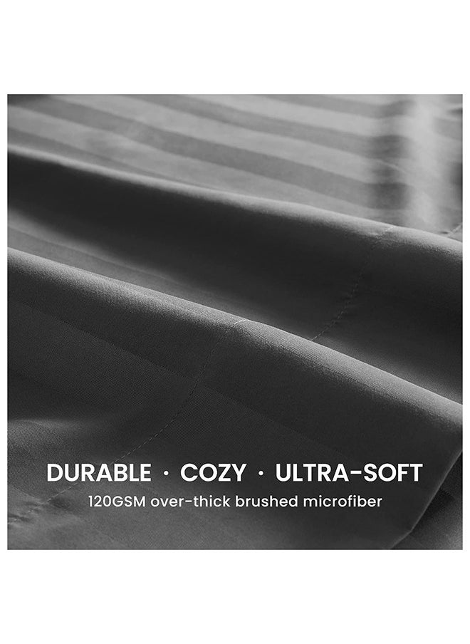 Eworld - 3 Piece Luxury Grey Striped Bed Sheet Set with 1 Flat Sheet and 2 Pillowcases for Hotel and Home Crafted from Ultra Soft and Breathable Cotton for Year-Round Comfort, (Single/Double) - Image 1