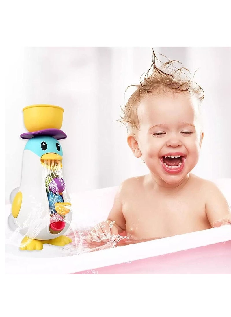 Soofam - Ducky Penguin Waterwheel Bath And Bathtub Toys for Boys Girls Preschool Bath Toy With Bathroom Strong Suckers Water Scoop (Penguin Waterwheel Bath Toys) - Image 1