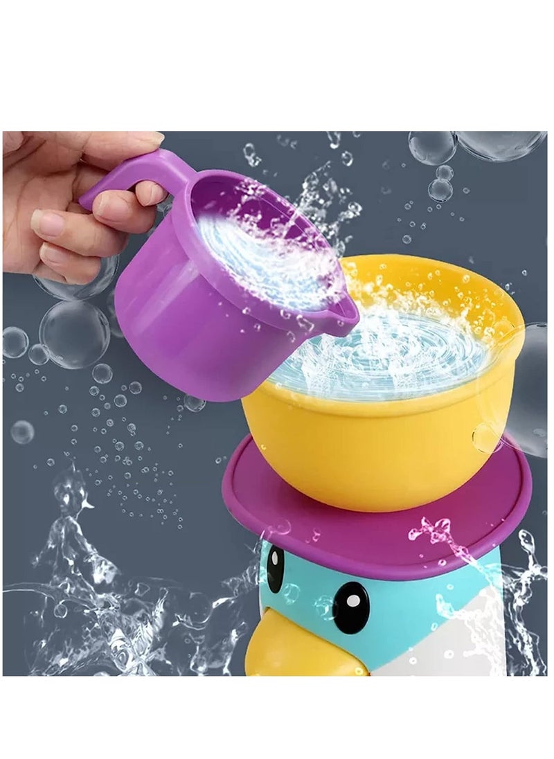 Soofam - Ducky Penguin Waterwheel Bath And Bathtub Toys for Boys Girls Preschool Bath Toy With Bathroom Strong Suckers Water Scoop (Penguin Waterwheel Bath Toys) - Image 1