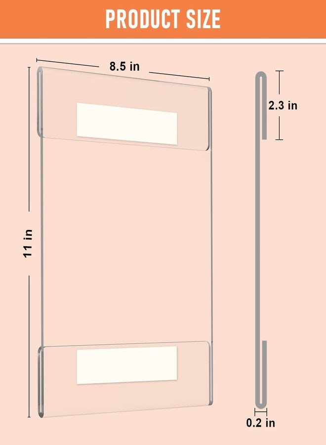 Dynta 12 Pack Acrylic Sign Holder 8.5 x 11 with Double Sided Adhesive Tape, Plastic Sign Holder Wall Mount, Memo Document Flyer Brochure Menu Holder for Display - Image 2