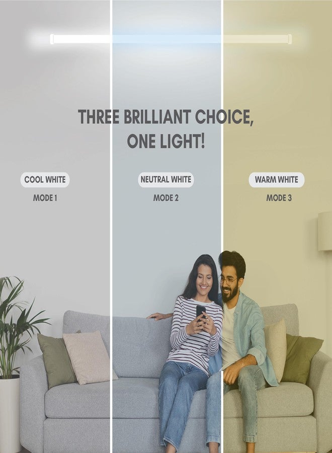 Halonix 30W Trios 3-in-1 Color LED Tube Light | White, Off-White & Warm Yellow | 3 CCT with Switch Toggle | Energy Efficient | High Brightness | Eco-Friendly | Made in India | Pack of 1 - Image 5