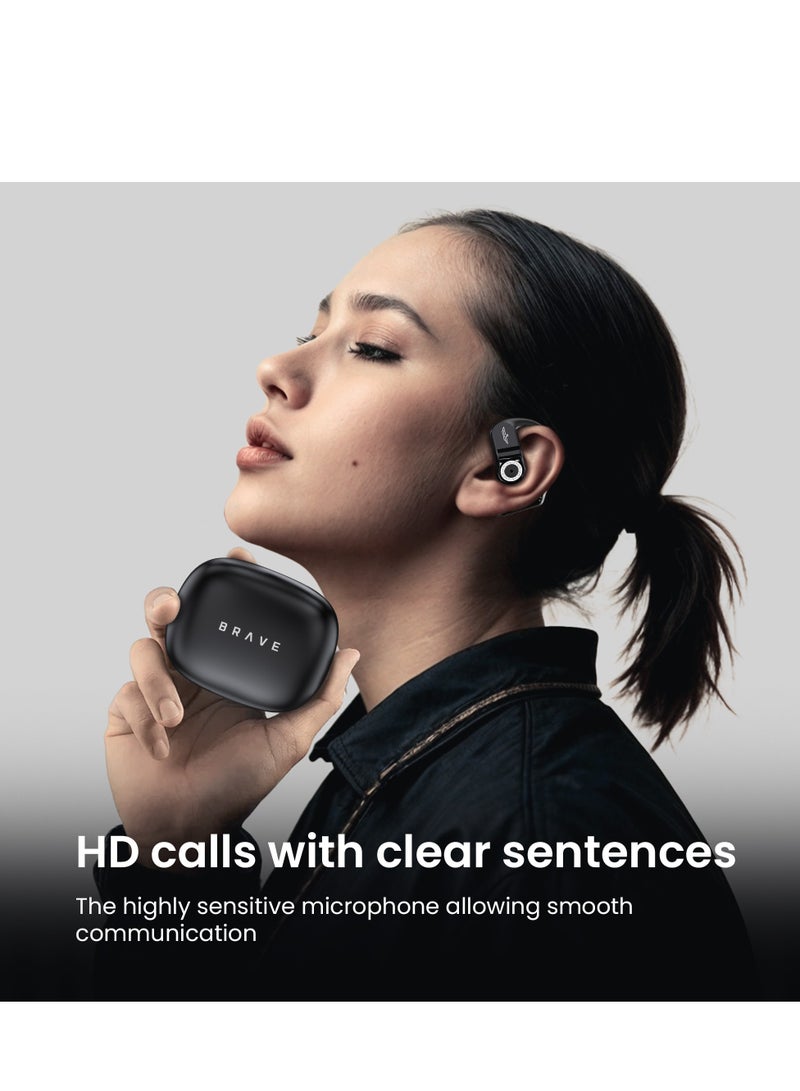 Bluetooth 5.4 Open-Ear Design Earphones for Android and iPhone, Open Air Conduction Wireless Headphones with Dual Dynamic Drivers, 13mm Enhanced Bass, 24-Hour Playtime, Fingerprint Touch Control, 4 Microphones for Clear Calls, Supports Multi-Device Connection, Perfect for Commuting, Running, Workout, Sports, Office and More