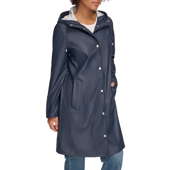 Levi's Women's Classic Hooded Rain Parka, Navy, 1X - Image 3