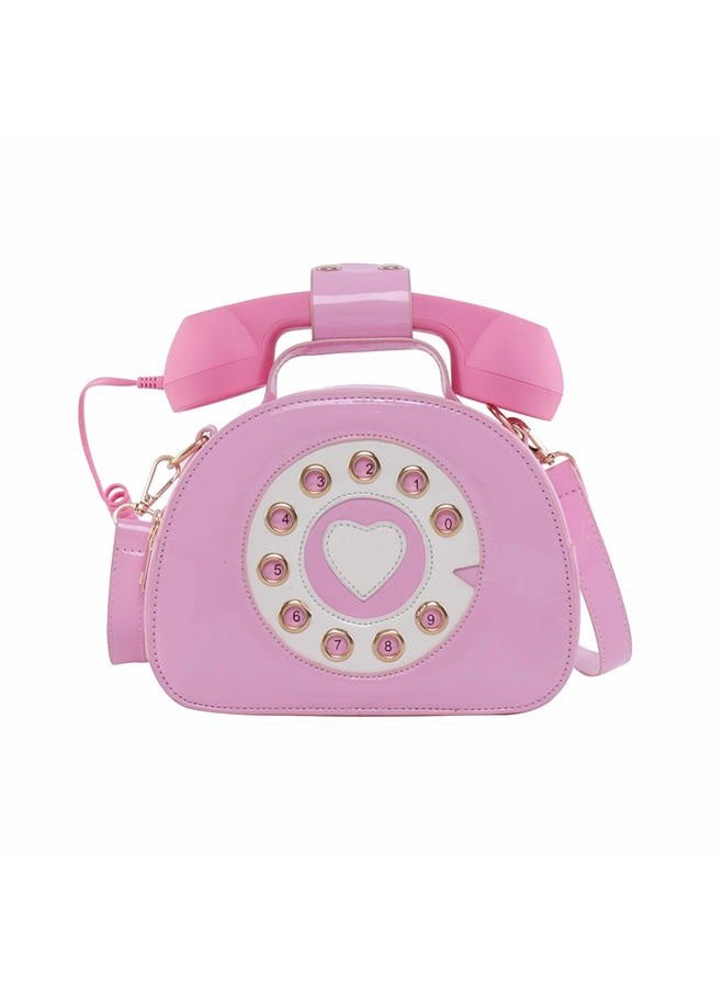 SUKUTU Telephone Shaped Purse Shoulder Crossbody Tote Bags Women Retro Phone Top-Handle Handbags for Girls, Pink, Large - Image 1