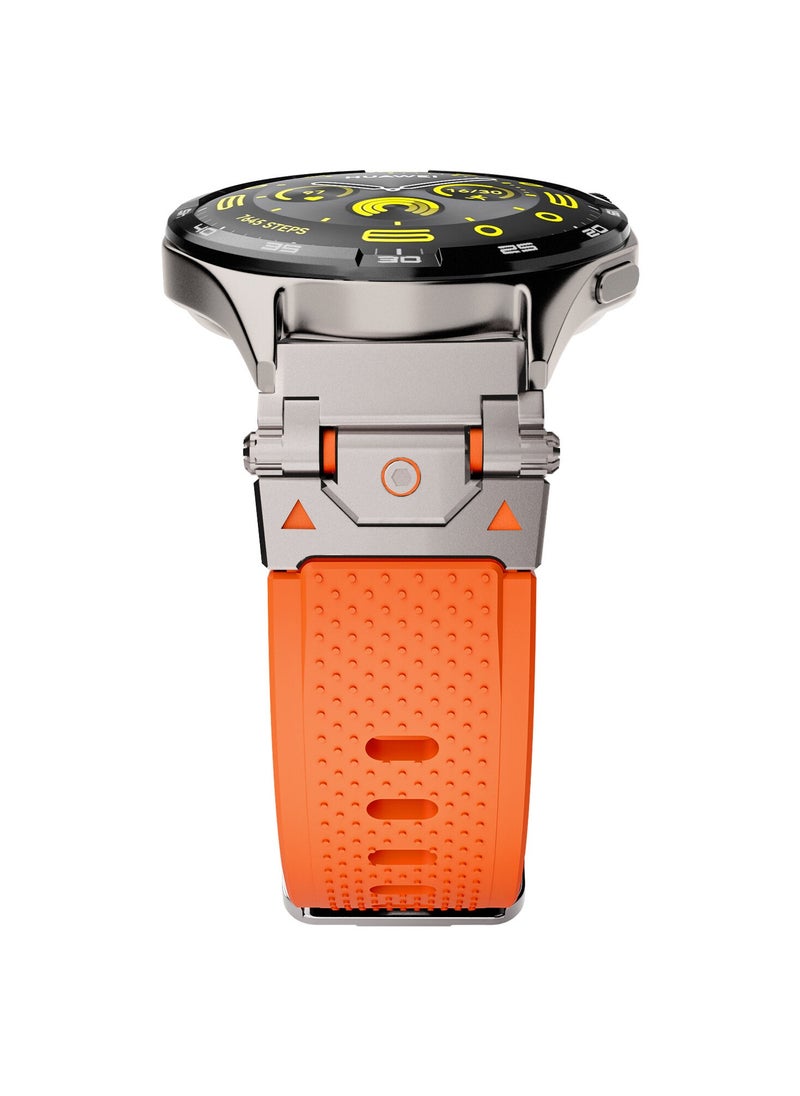 yalilai Rugged TPU Sport Band for HUAWEI Watch GT 5 4 3 Pro, 22mm Durable Metal Connector Replacement Strap for Huawei Watch 4 3 Pro, Titanium-Orange  - Image 1