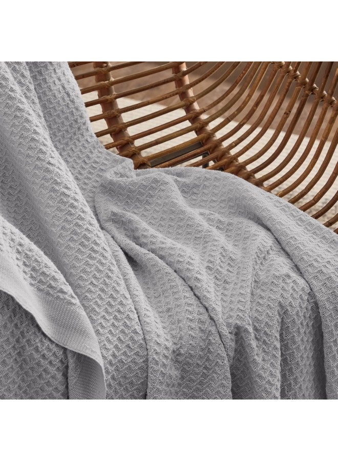 Bedsure Bedsure 100% Cotton Blanket King Size for Bed - Breathable and Soft, Waffle Weave Blanket for Summer Spring, Grey, 104x90 inches  - Image 3