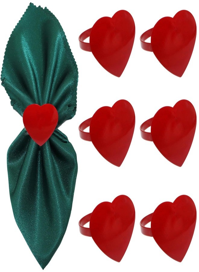 AUOCATTAIL Red Heart Napkin Rings Set of 6, Valentine's Day, Wedding, Anniversary, Christmas, Birthday Party Table Decorations - Image 1