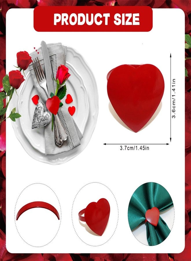 AUOCATTAIL Red Heart Napkin Rings Set of 6, Valentine's Day, Wedding, Anniversary, Christmas, Birthday Party Table Decorations - Image 2