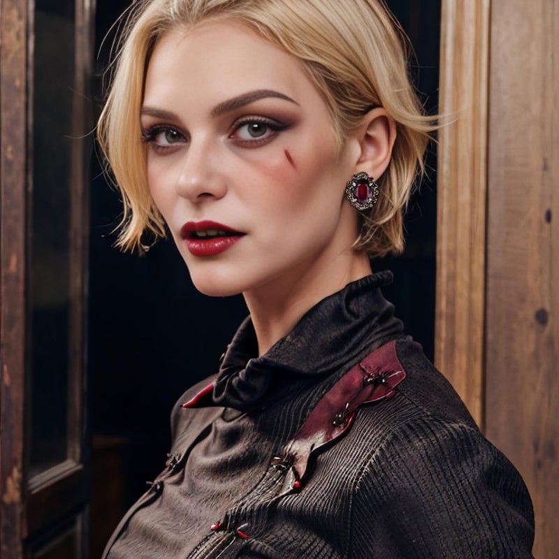 BriLove Victorian Style Stud Earrings for Women Crystal Floral Scroll Cameo Inspired Oval Jewelry Amethyst Color - Image 2