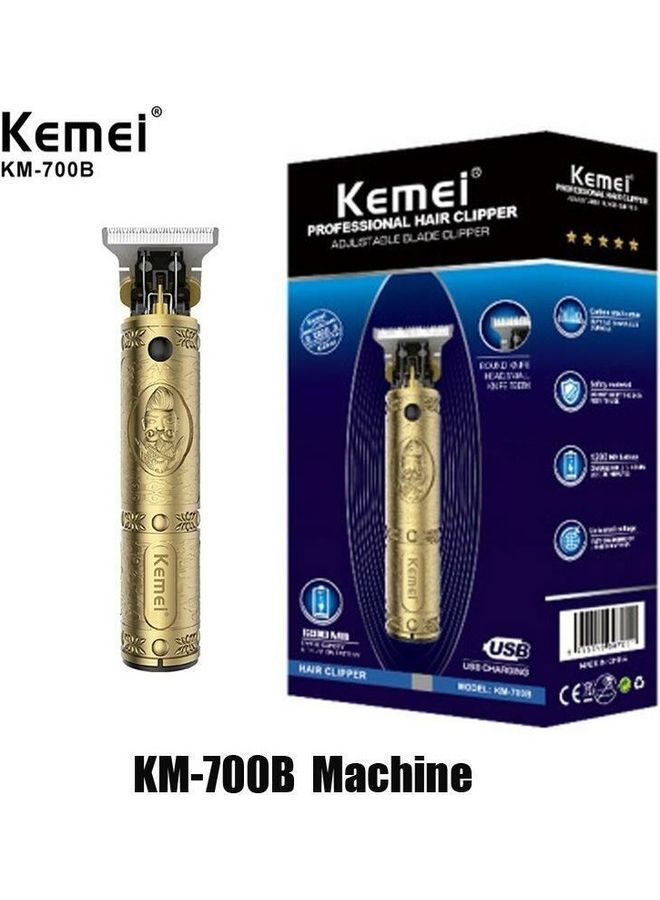 Kemei 7-Piece Professional Adjustable Blade Clipper Set Gold/Black 64x30x40cm Gold - Image 1