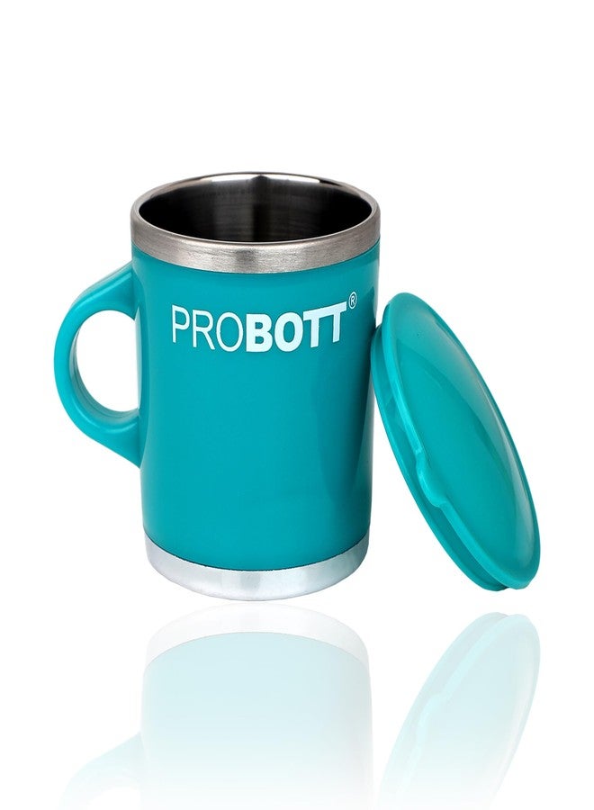 PROBOTT Costa Stainless Steel Mug/Cup with Lid, Stylish Cup Ideal for Hot & Cold Coffee, Tea - Green - Image 2