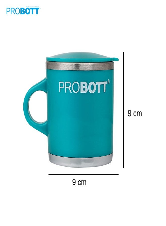 PROBOTT Costa Stainless Steel Mug/Cup with Lid, Stylish Cup Ideal for Hot & Cold Coffee, Tea - Green - Image 3