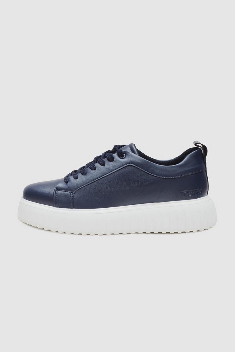 twn Navy Blue Thick White Soled Lace-Up Sneaker Shoes 3EC09ORT0381  - Image 2