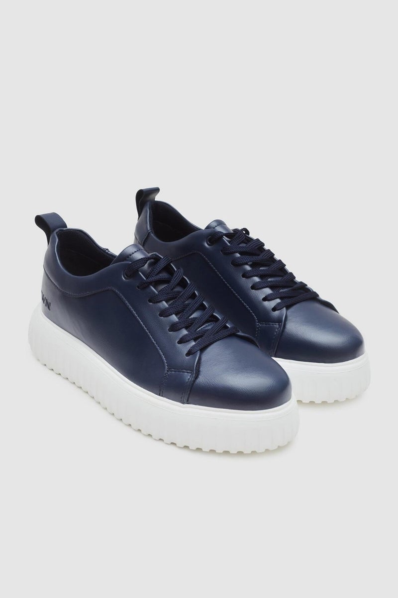 twn Navy Blue Thick White Soled Lace-Up Sneaker Shoes 3EC09ORT0381  - Image 1