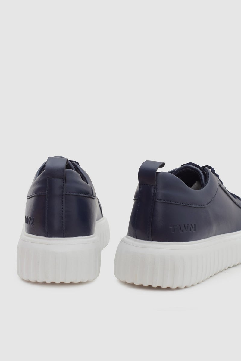 twn Navy Blue Thick White Soled Lace-Up Sneaker Shoes 3EC09ORT0381  - Image 5