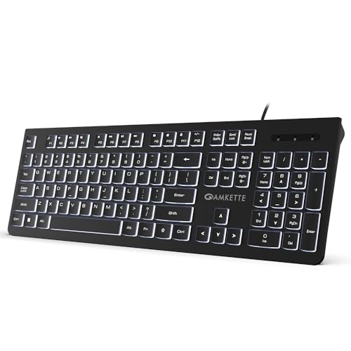 Amkette Wi-Key Backlit Wired Keyboard | White Backlit with Brightness Control | Laser-Etched Keys | 12 Multi-Media Keys | Plug and Play USB Connection | Compatible with PC/Mac/Laptop | 1 Year Warranty - Image 1