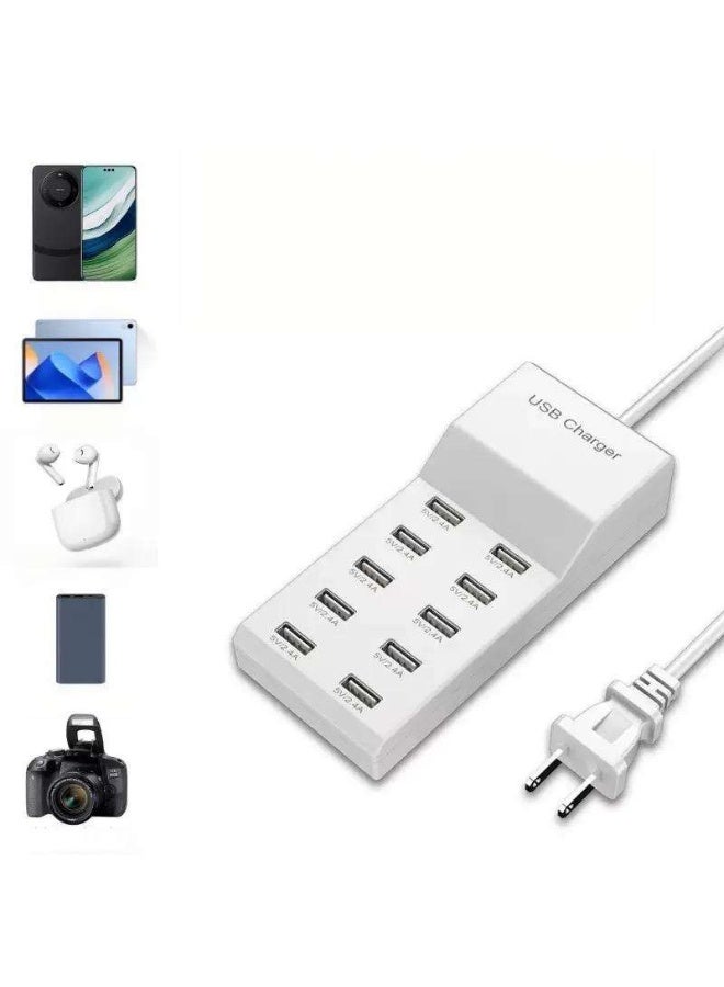 Smartberry Multi-Port Desktop Charger 10 USB Ports White – Universal Intelligent Fast Charging Station for Family Emergency & Travel - Image 5