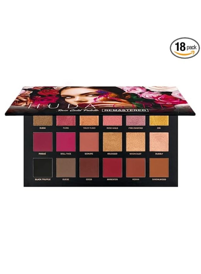 HUDA GIRL Rose Gold Remastered Beauty Eyeshadow Palette 18 Color Shimmer and Matte Shades Eyeshadow - Image 4