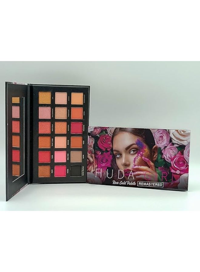 HUDA GIRL Rose Gold Remastered Beauty Eyeshadow Palette 18 Color Shimmer and Matte Shades Eyeshadow - Image 2