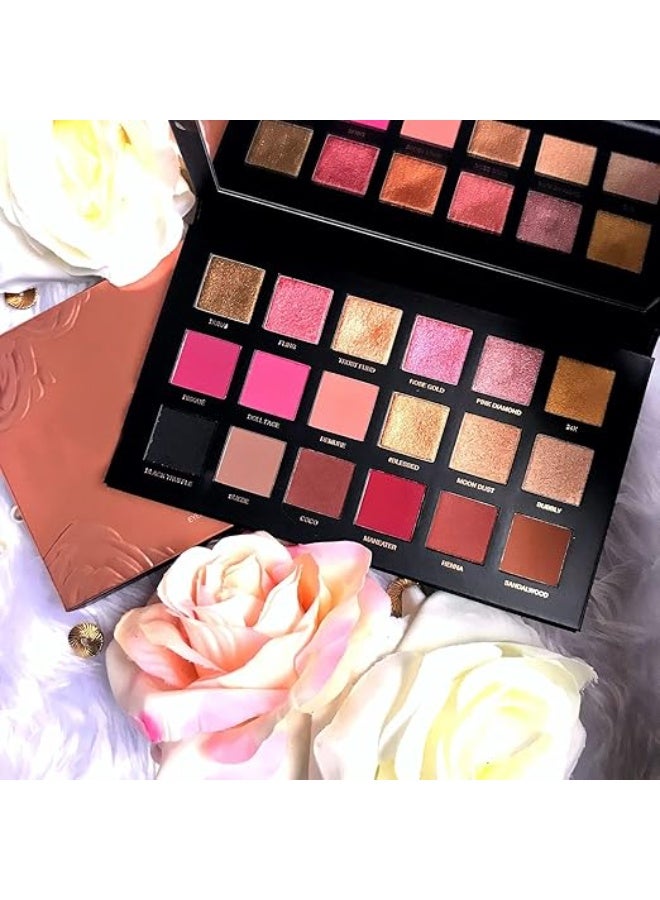 HUDA GIRL Rose Gold Remastered Beauty Eyeshadow Palette 18 Color Shimmer and Matte Shades Eyeshadow - Image 3
