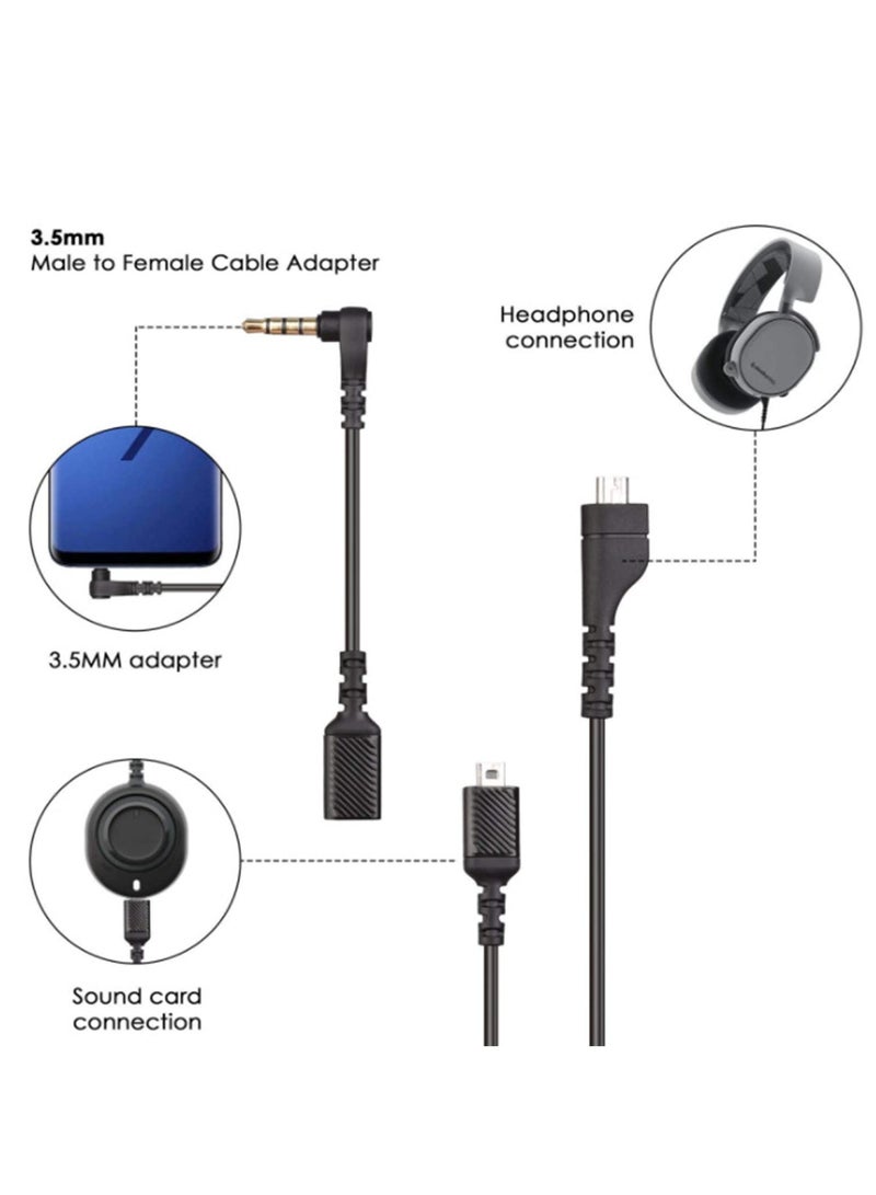 SYOSI Arctis Pro Headset Cable Replacement Audio Wire for SteelSeries Arctis 3, Arctis 5, Arctis 7 Gaming Earphones Headphones (Included 3.5mm Stereo Converter Cable)  - Image 2