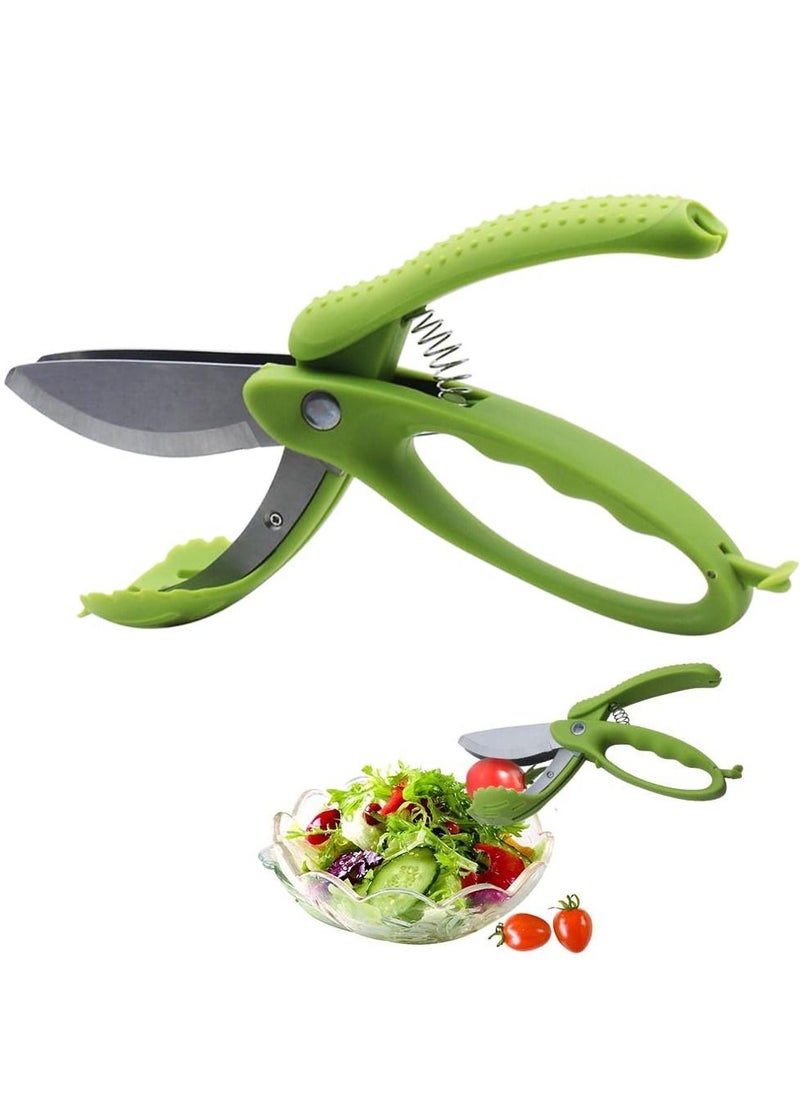 Salad Chopper Scissors: Effortlessly Slice, Chop, and Toss Your Salad with Precision - Ergonomic Design for Easy Handling - Stainless Steel Blades for Efficient Cutting(Green)