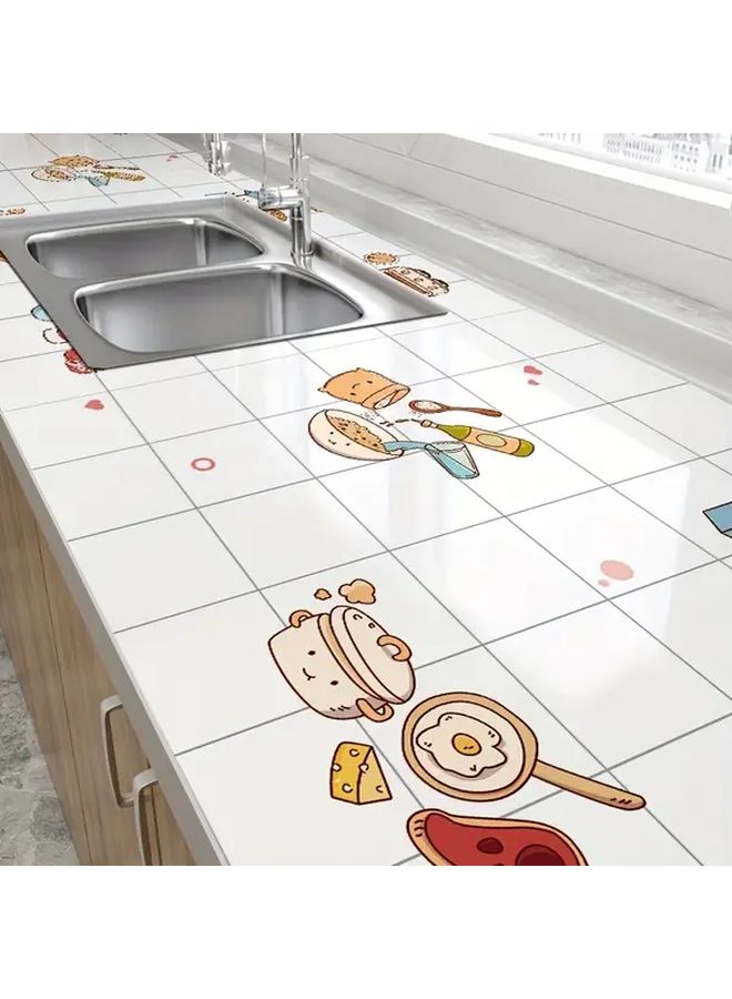 Removable Vinyl Wallpaper Cute Pet Paradise 78.74inx23.62in Heat Resistant Easy Peel Stick Kitchen Tile Pattern - Image 5