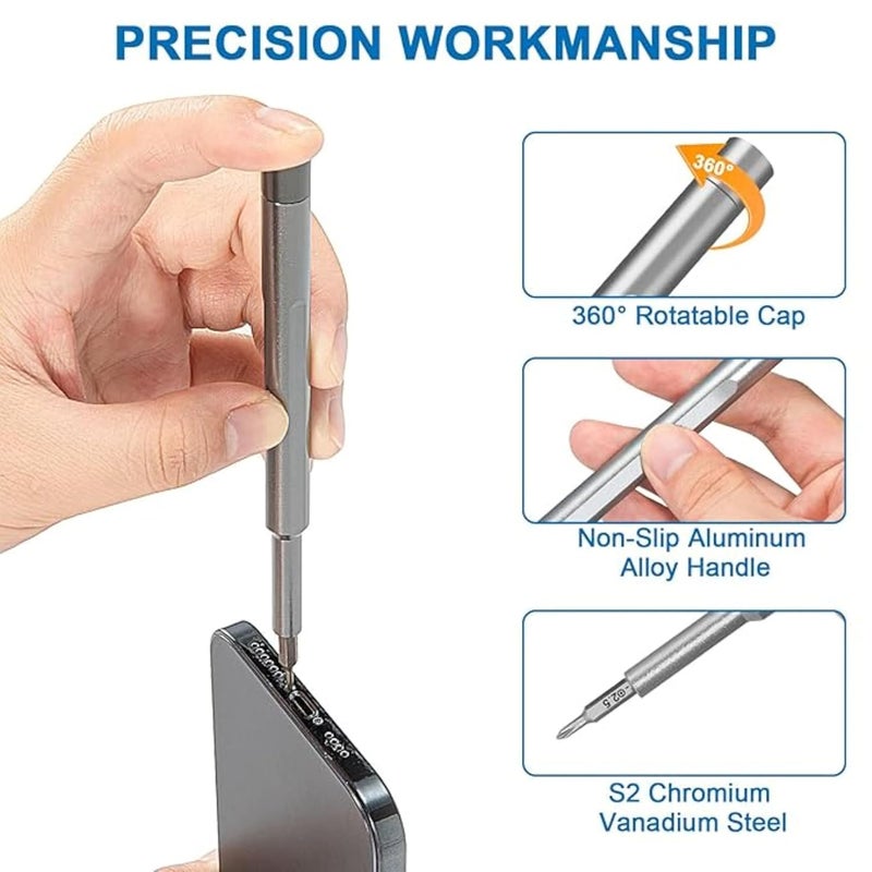 DRANZ DRANZ 24 in 1 Magnetic Mini Screwdriver Kit with Smart CaseS2 Steel Driver BitsPocket Kit for ElectronicsCellphoneTabletPCEyeglass and Household RepairsCompact Sturdy Repair Tool Set  - Image 4