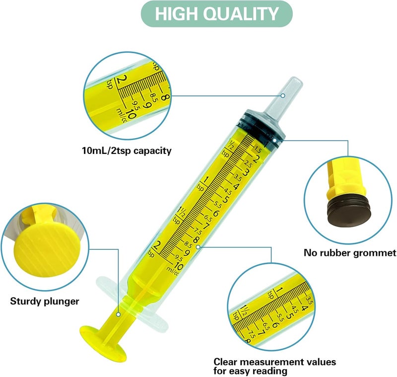 FINEASY 10 Pack 10ml Plastic Syringe with Cap, Colourful Syringe Reusable, Disposable Sterile Syringes for Scientific Labs Measuring Baby Medicine Dispensing Animal Feeding Plant Watering - Image 3