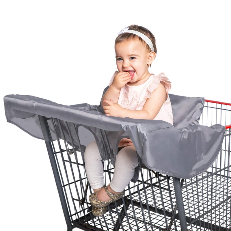 J.L. Childress Healthy Habits Shopping Cart & High Chair Cover for Baby, Kids, & Toddler - Cover for Grocery Carts & Restaurants, for Boys & Girls, Universal Fit - Grey - Image 1