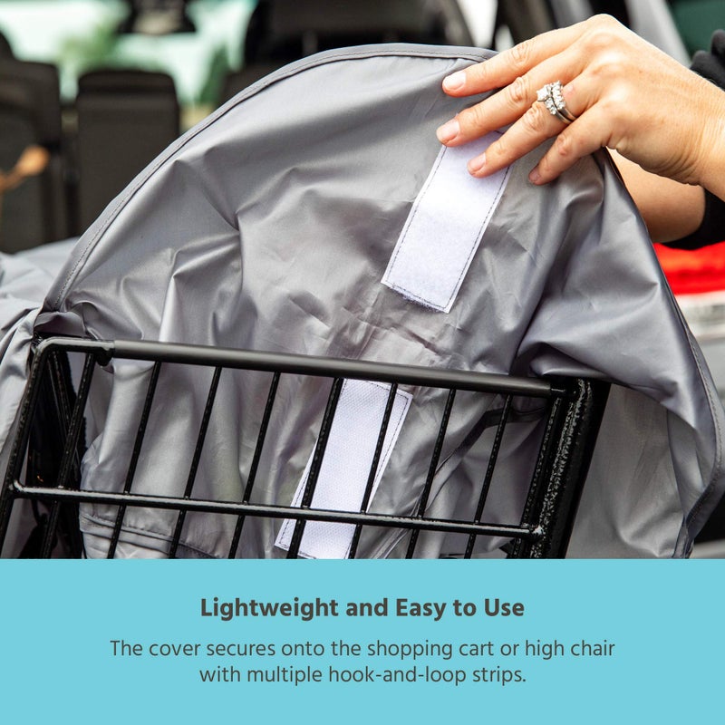 J.L. Childress Healthy Habits Shopping Cart & High Chair Cover for Baby, Kids, & Toddler - Cover for Grocery Carts & Restaurants, for Boys & Girls, Universal Fit - Grey - Image 4