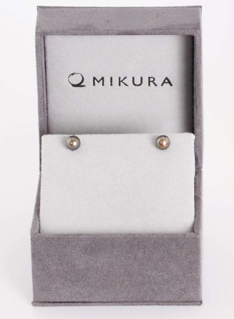 MIKURA Earrings, Freshwater Pearls, A Quality, Treated Black Color, 5.5-5.0MM, 18KW  - Image 3