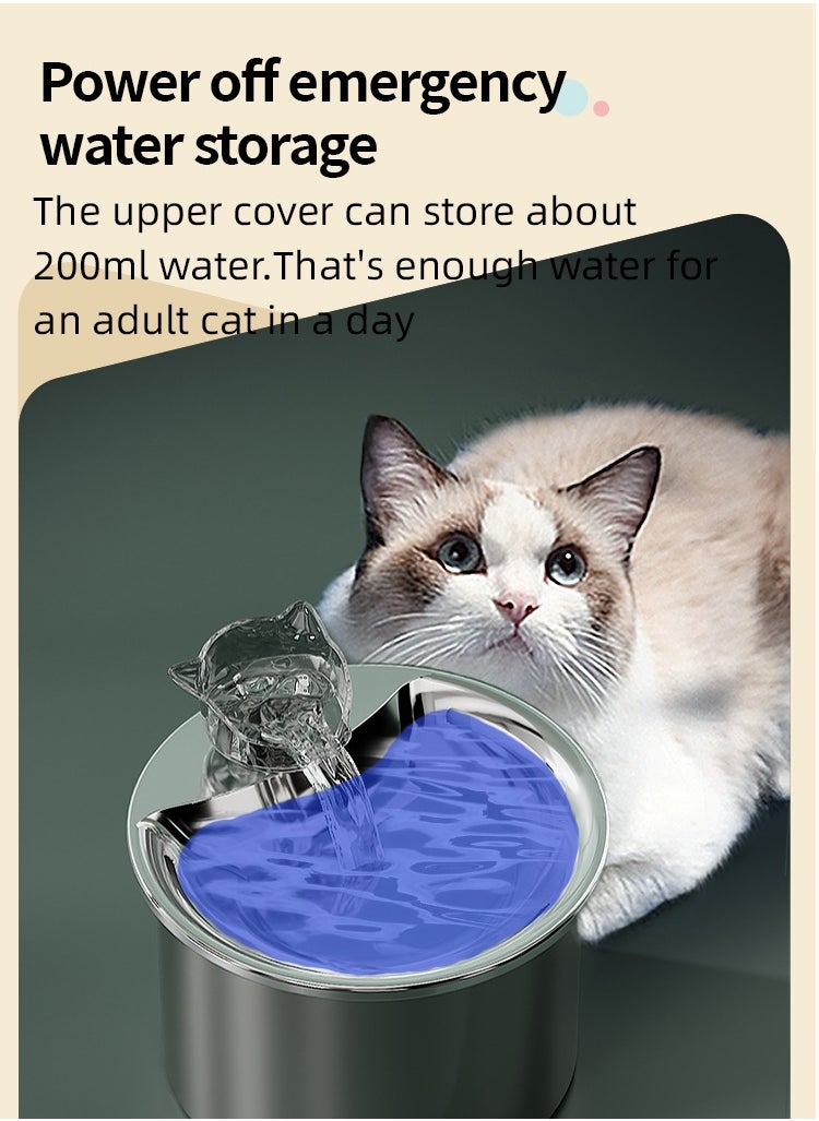 LAPET Pet Water Fountain 304 Stainless Steel, 2L Automatic Water Dispenser with Ultra-Quiet Pump with Filters Drinking Bowl for Cats  - Image 3
