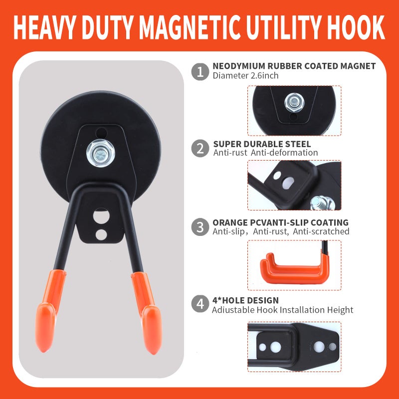 Laowu 3Pcs Large Magnetic Hooks Heavy Duty For Garage  Magnet Hooks For Hanging Heavy Duty  Strong Magnet Storage Hooks For Hanging Garage Tools& Garden Tools - Image 2