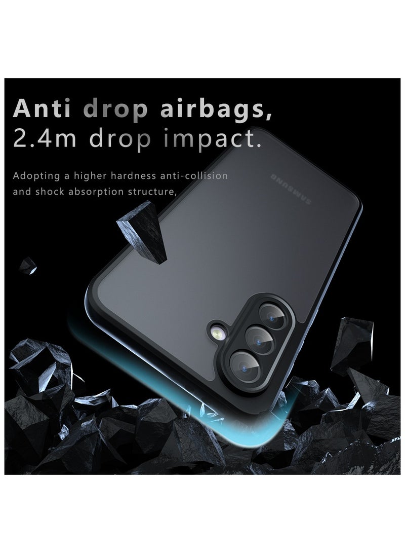 [1+1 مجموعات] غلاف واقي وواقي شاشة لجهاز سامسونج جالاكسي A56 5G، خلفية شفافة غير لامعة، غلاف هاتف رفيع، مضاد لبصمات الأصابع، حماية من السقوط، فيلم مقسى - Image 4