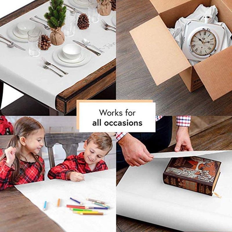 K K Industrial: White Kraft Paper Roll - 24 inch x 20 Meter 70 GSM - Recycled Paper Perfect for Gift Wrapping; Craft Packing Floor Covering; Painting Drawing Paper Roll for Kids Easel - Image 2