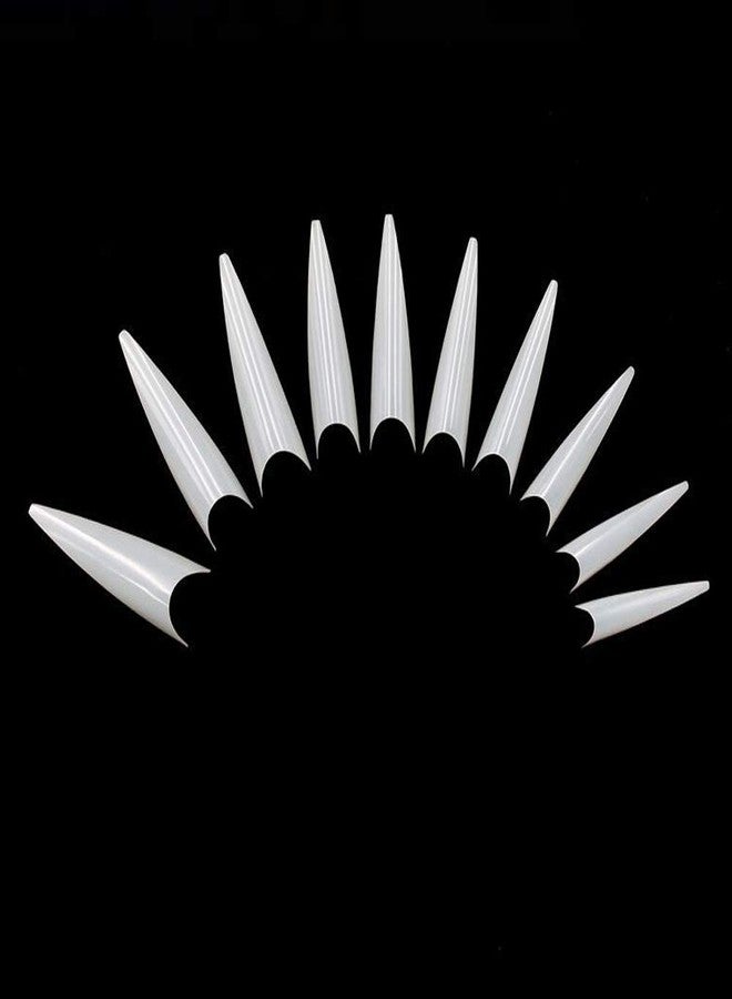 AM RONG MAGIC Long Stiletto Natural Nail Tips - Acrylic Half Cover Pointed Fake Nails, Long Claw False Artificial Tips 600pcs 10 Sizes With Box - Image 2