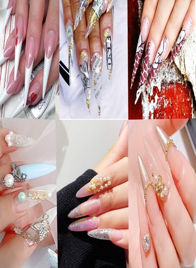 AM RONG MAGIC Long Stiletto Natural Nail Tips - Acrylic Half Cover Pointed Fake Nails, Long Claw False Artificial Tips 600pcs 10 Sizes With Box - Image 3