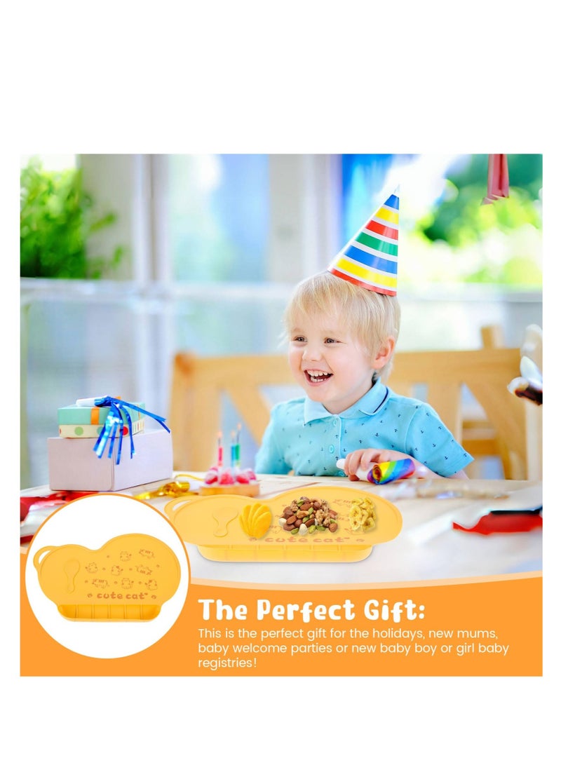 SOLARAE Baby Silicone Placemats for Toddlers Kids, Kids Placemats Wipeable, Food Grade Silicone Baby Place Mat, with 6 Food Catching Pockets, Nonslip Heat Resistant, for Dining Table & Restaurants (Yellow) - Image 5