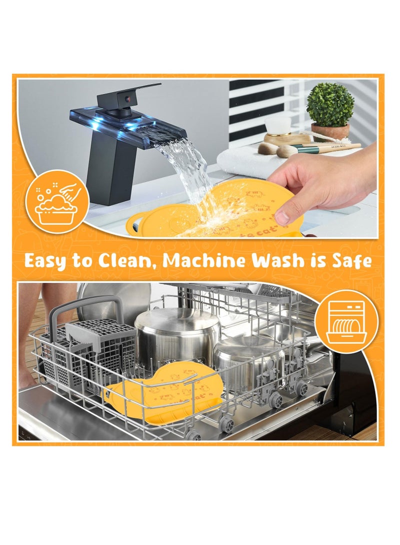 SOLARAE Baby Silicone Placemats for Toddlers Kids, Kids Placemats Wipeable, Food Grade Silicone Baby Place Mat, with 6 Food Catching Pockets, Nonslip Heat Resistant, for Dining Table & Restaurants (Yellow) - Image 4